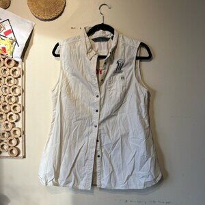 Harley Davidson large sleeve less buttoned down tee